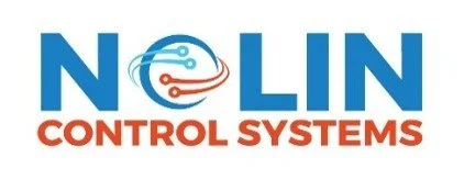 Nolin Control Systems logo with blue and orange text and graphic of circuit lines in a circle.