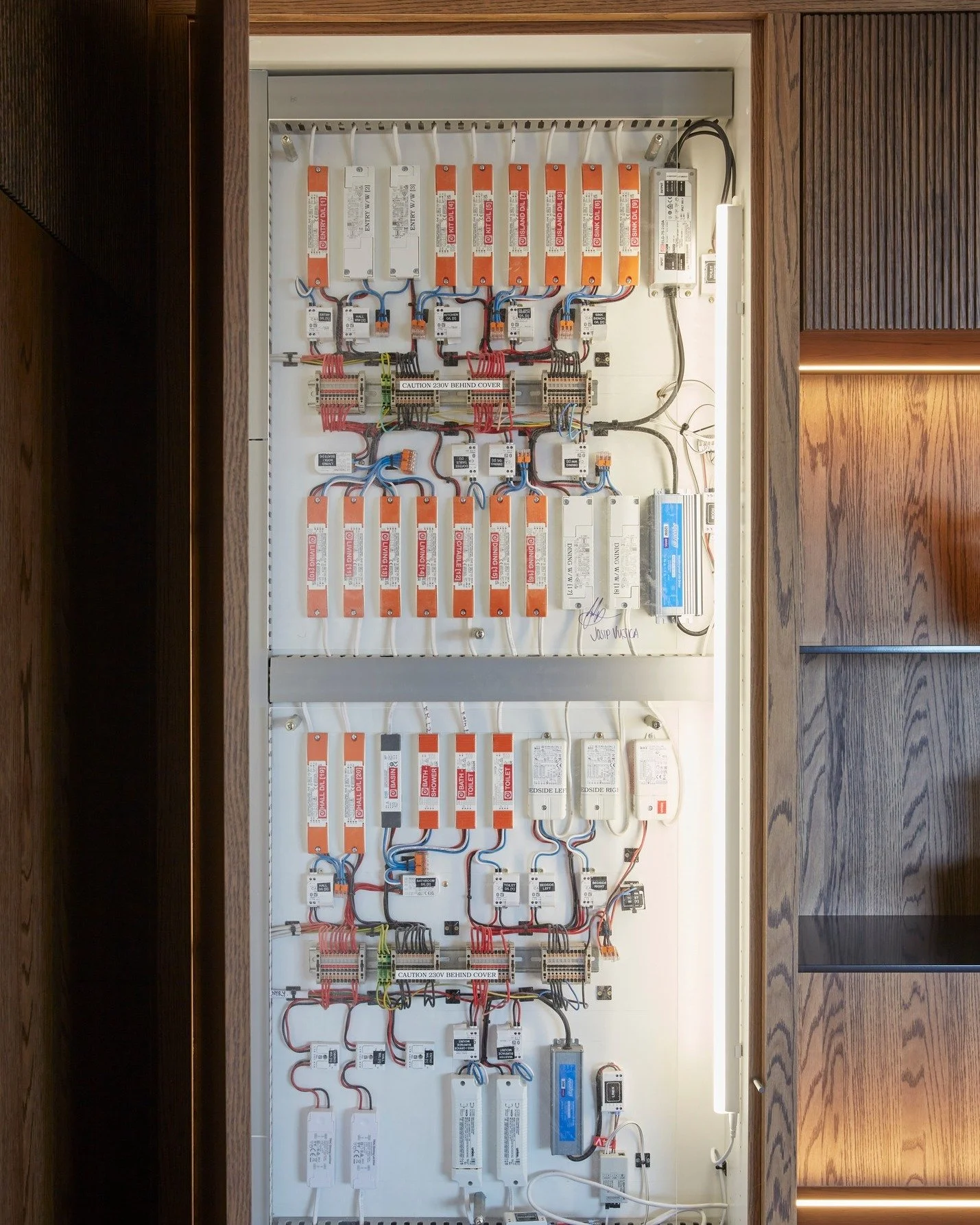 Not often seen but one of the most important parts of a smart home.

Carefully organised smart cupboard that allows lighting, automation and technology to integrate seamlessly throughout the home.

Good systems aren&rsquo;t accidental.

#Architectura