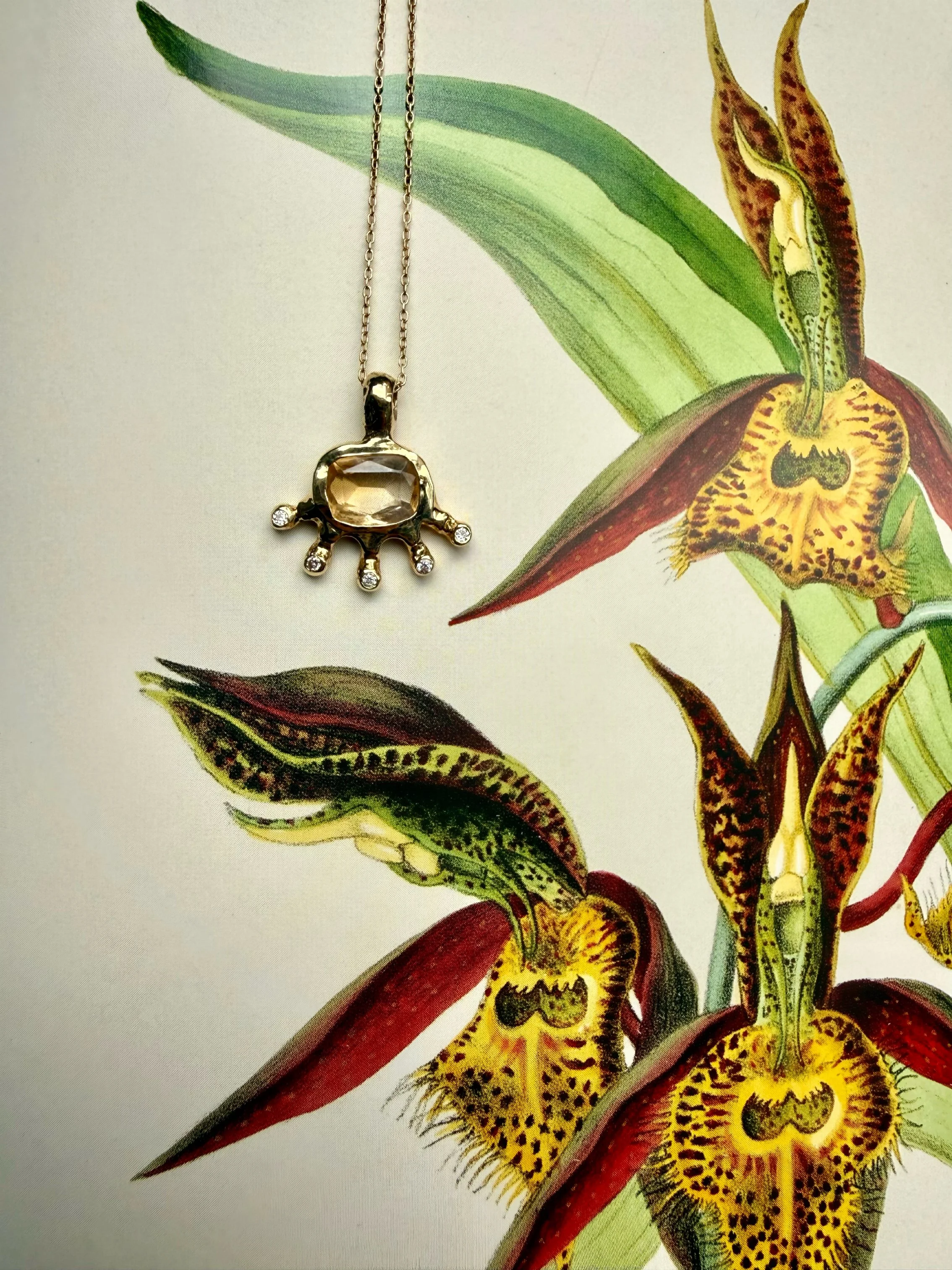 Creature Pendant - Citrine & Diamonds