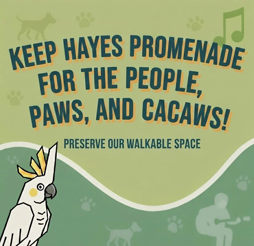 Our city is reviewing the Hayes Promenade Permit Renewal on 10/23 @9am. HOW TO HELP: If you want to see the promenade continue, please write or call in. Help protect this walkable block that transforms into a shared resource on the weekend. Keep the 