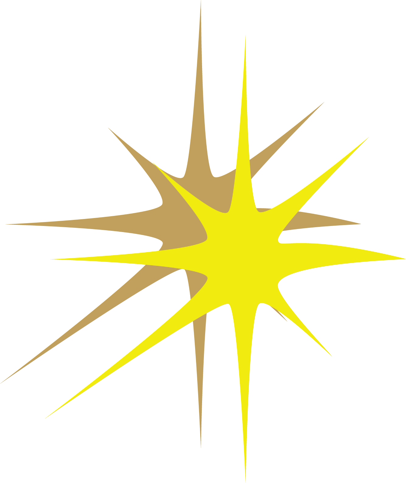 Abstract starburst with yellow and beige pointed shapes on a black background. Bespoke People