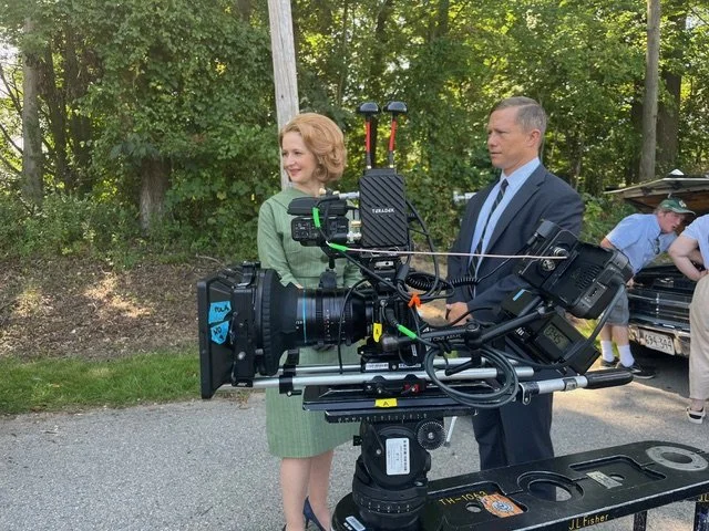 Amber Paul with Allen Guy Wilcox on set of THE DRIVE