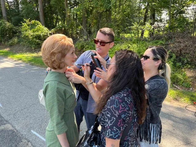 Amber Paul on set of THE DRIVE with Leon Dobkowski, Jennifer Hargrove, and Ashley DiSarro