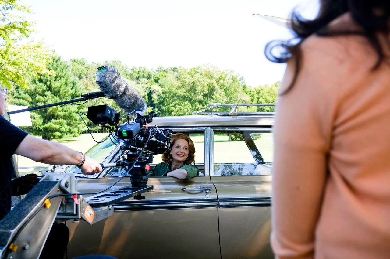 Amber Paul and Rivers Duggan on set for THE DRIVE