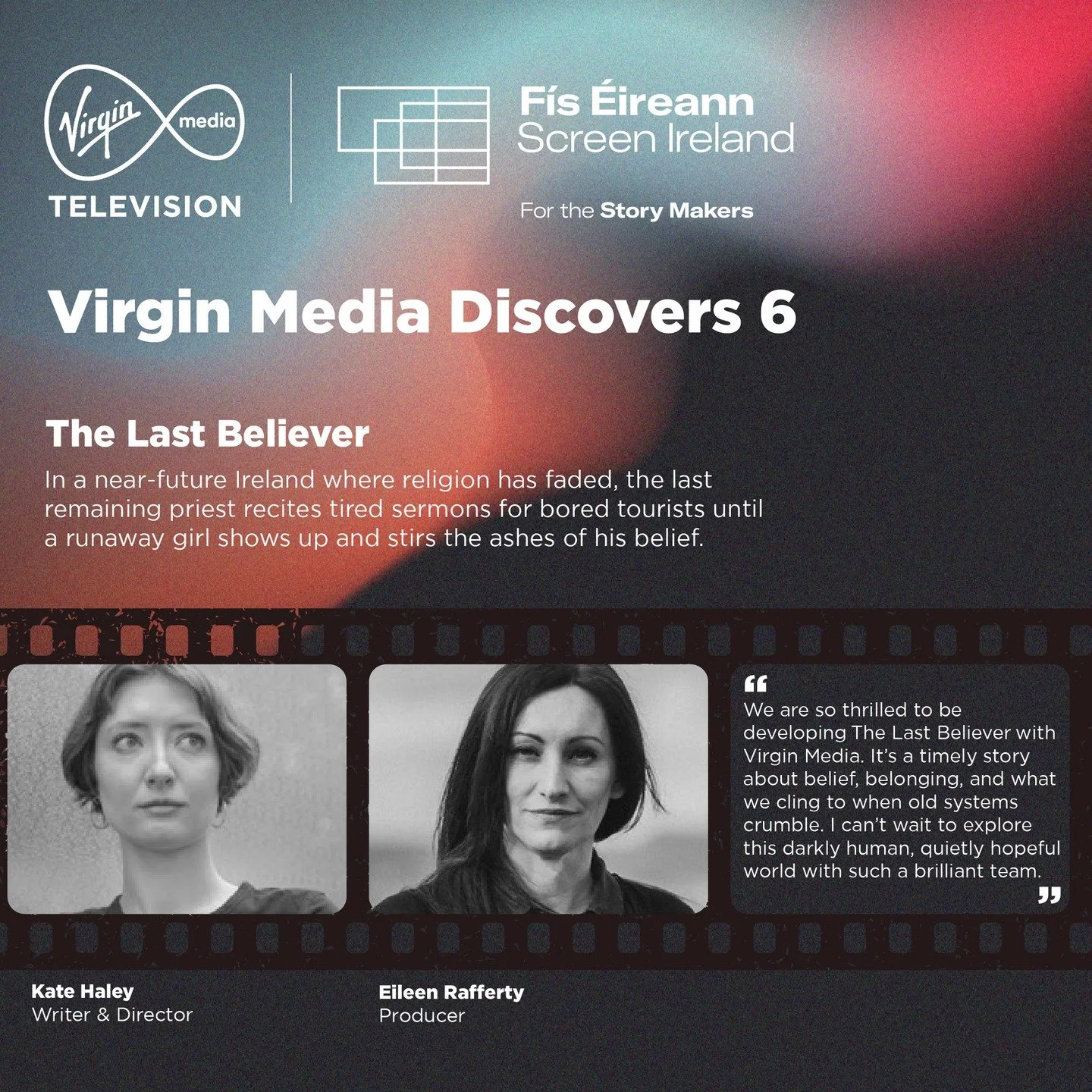 I'm incredibly excited to be developing THE LAST BELIEVER with the wonderful team at @virginmediatelevision and their @screenireland partners. 

Forever grateful to have made it to the final 10 and to get to work with the fabulous @eileenstevens @the