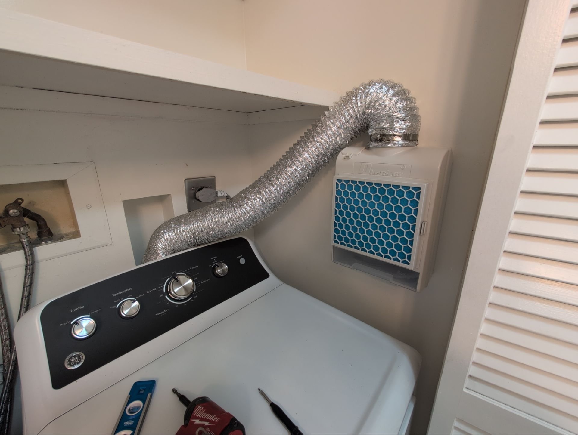 Indoor dryer vent installed