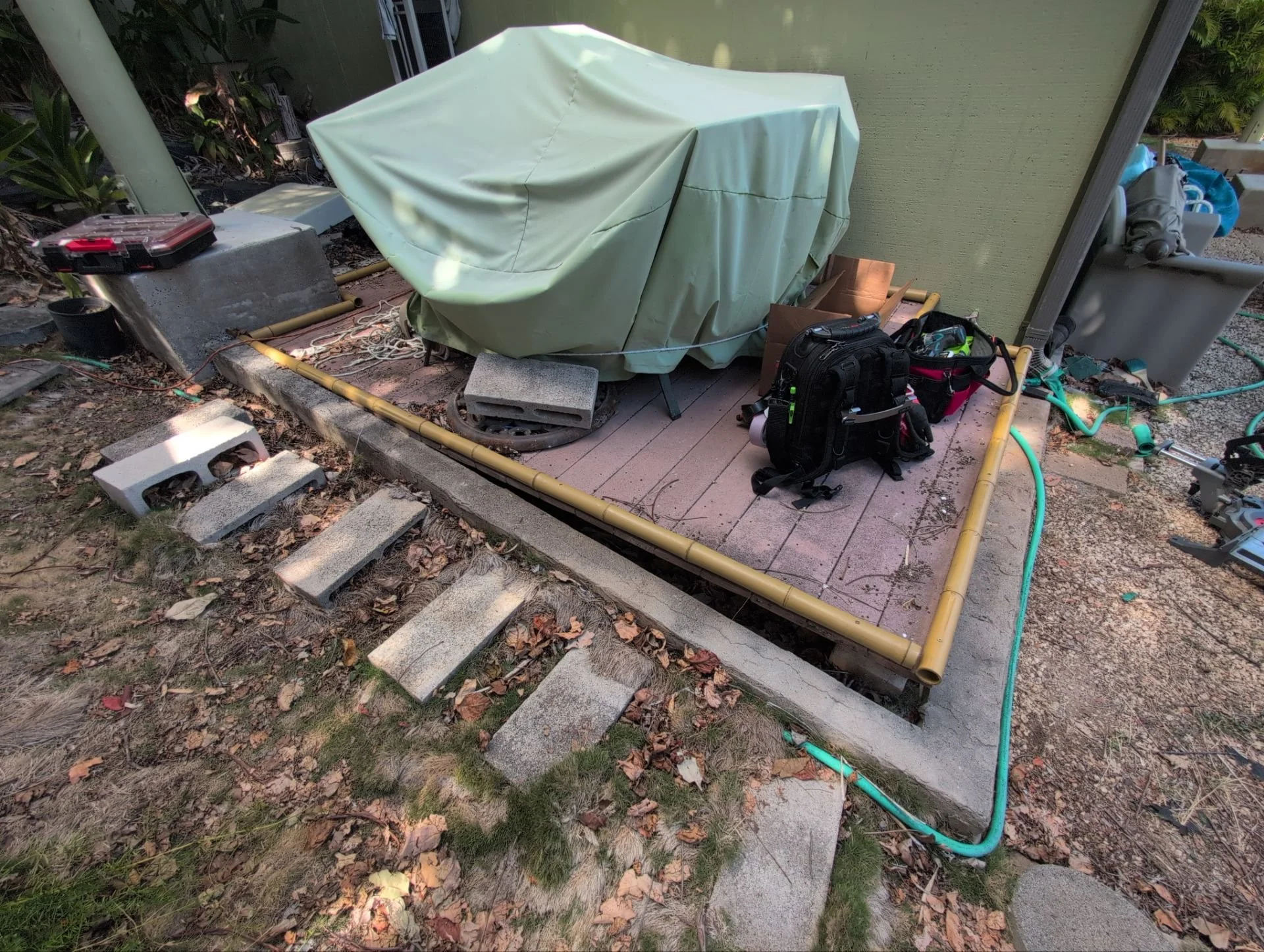 Bamboo deck border installed