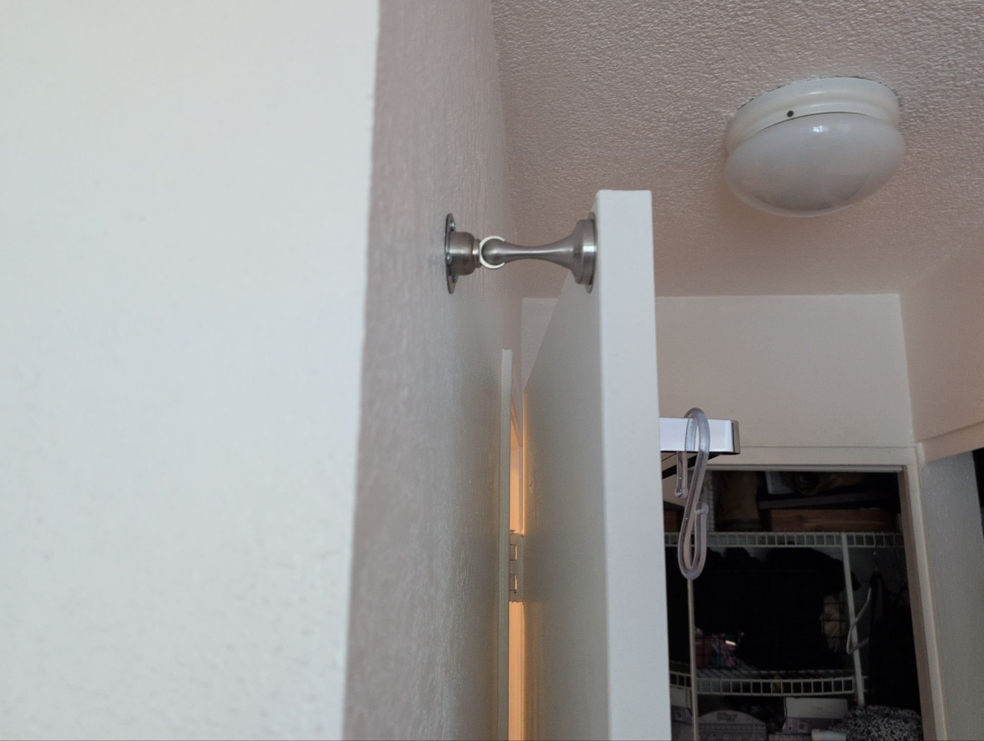 Magnetic door stopper installed