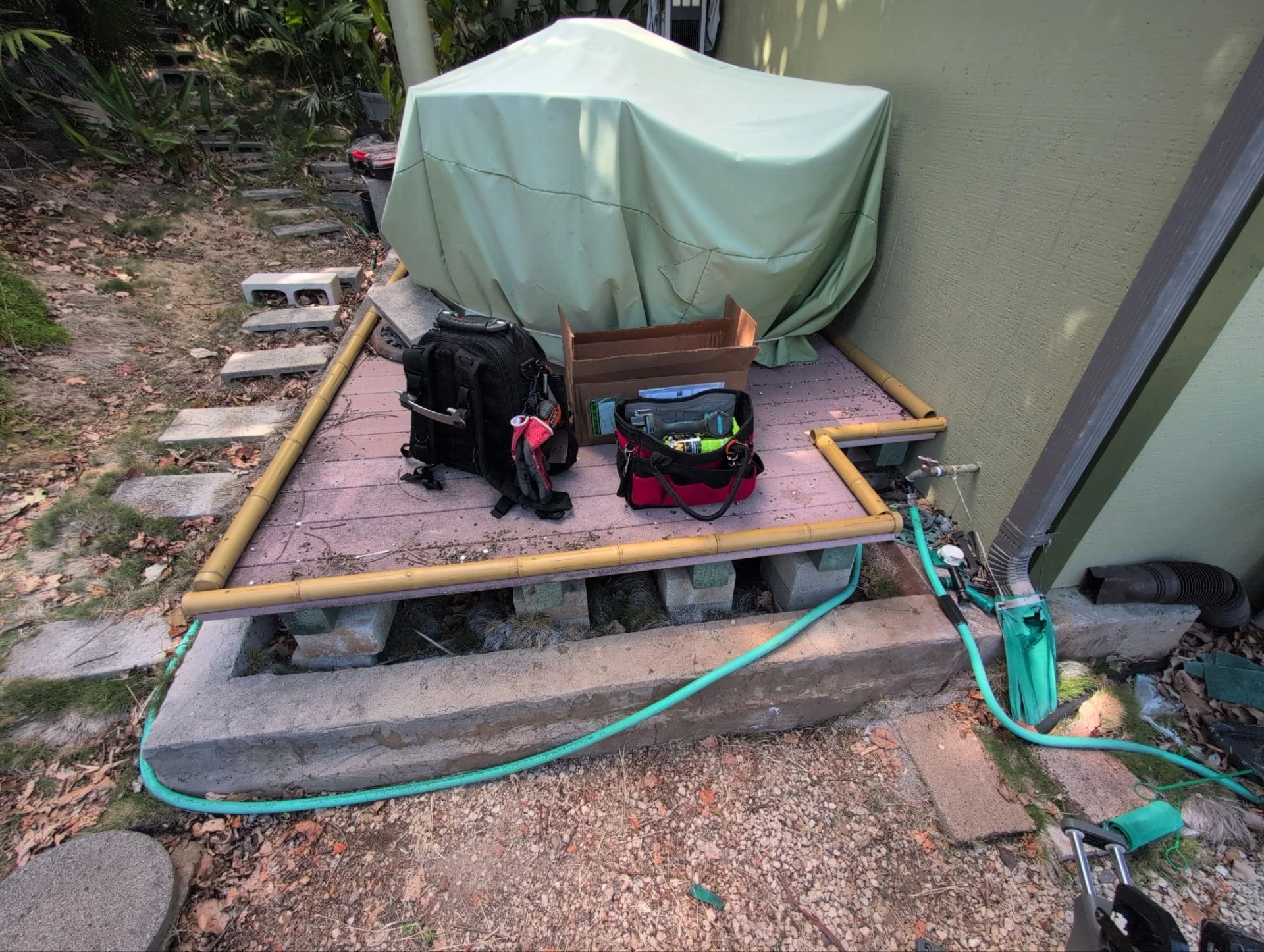 Bamboo deck border installed