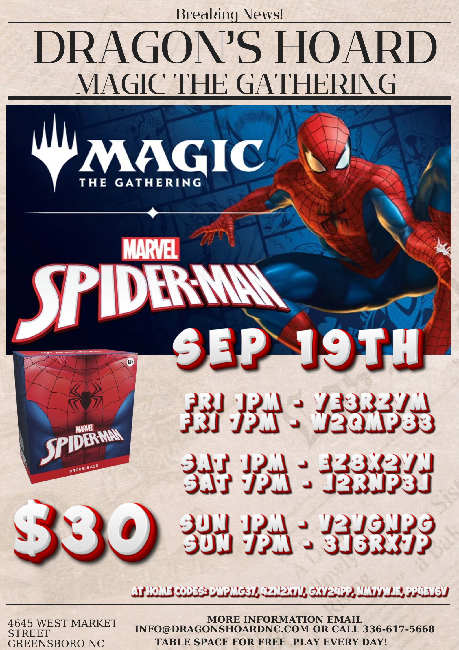 Spider-Man Magic the Gathering Prerelease