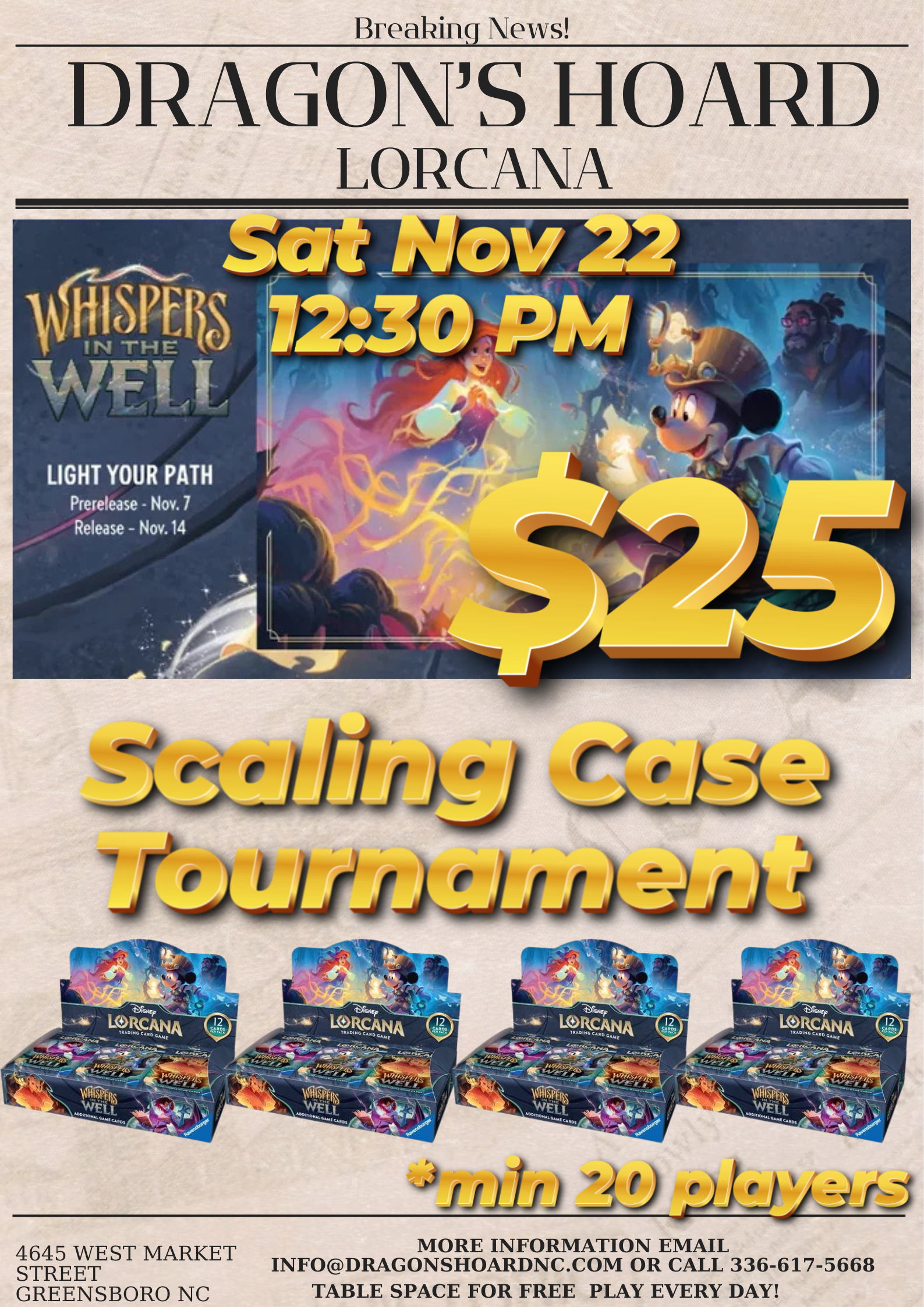Lorcana Whispers in the Well Case Tournament