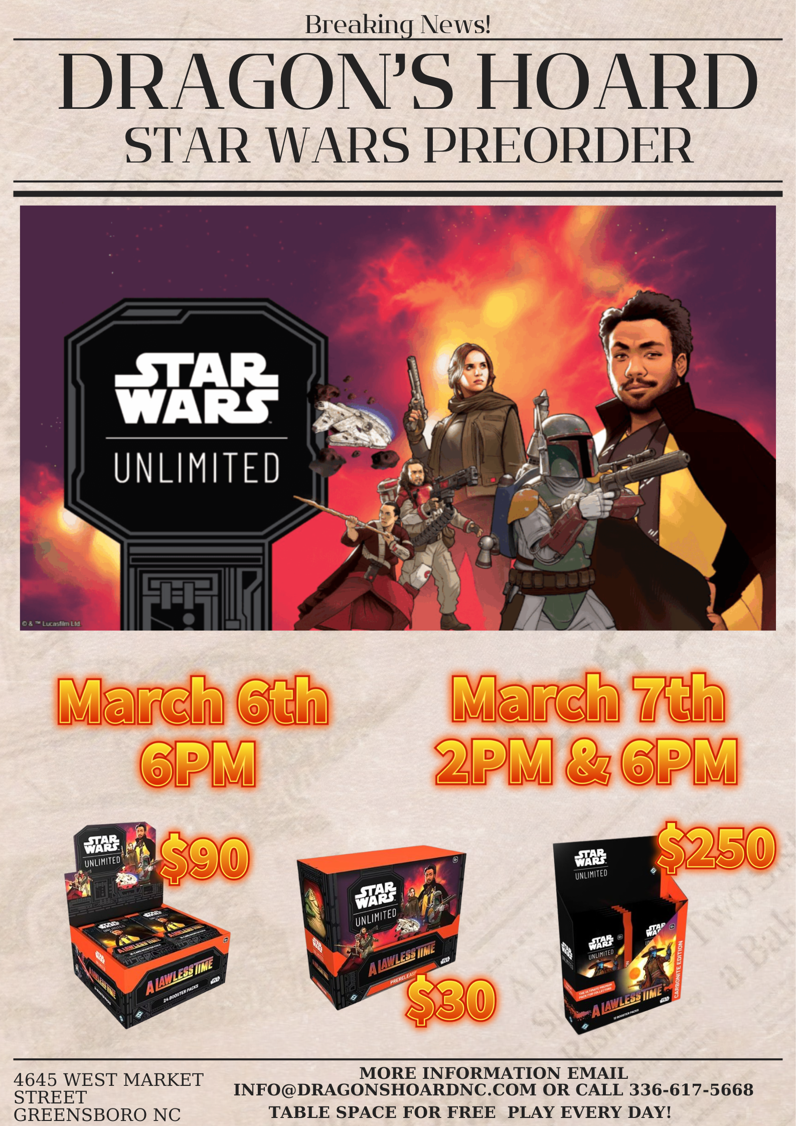 Star Wars Unlimited A Lawless Time Prerelease