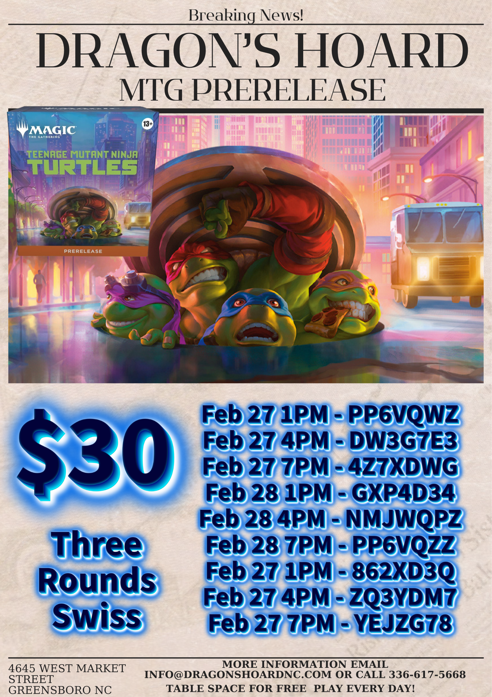 Magic the Gathering Teenage Mutant Ninja Turtle Prerelease