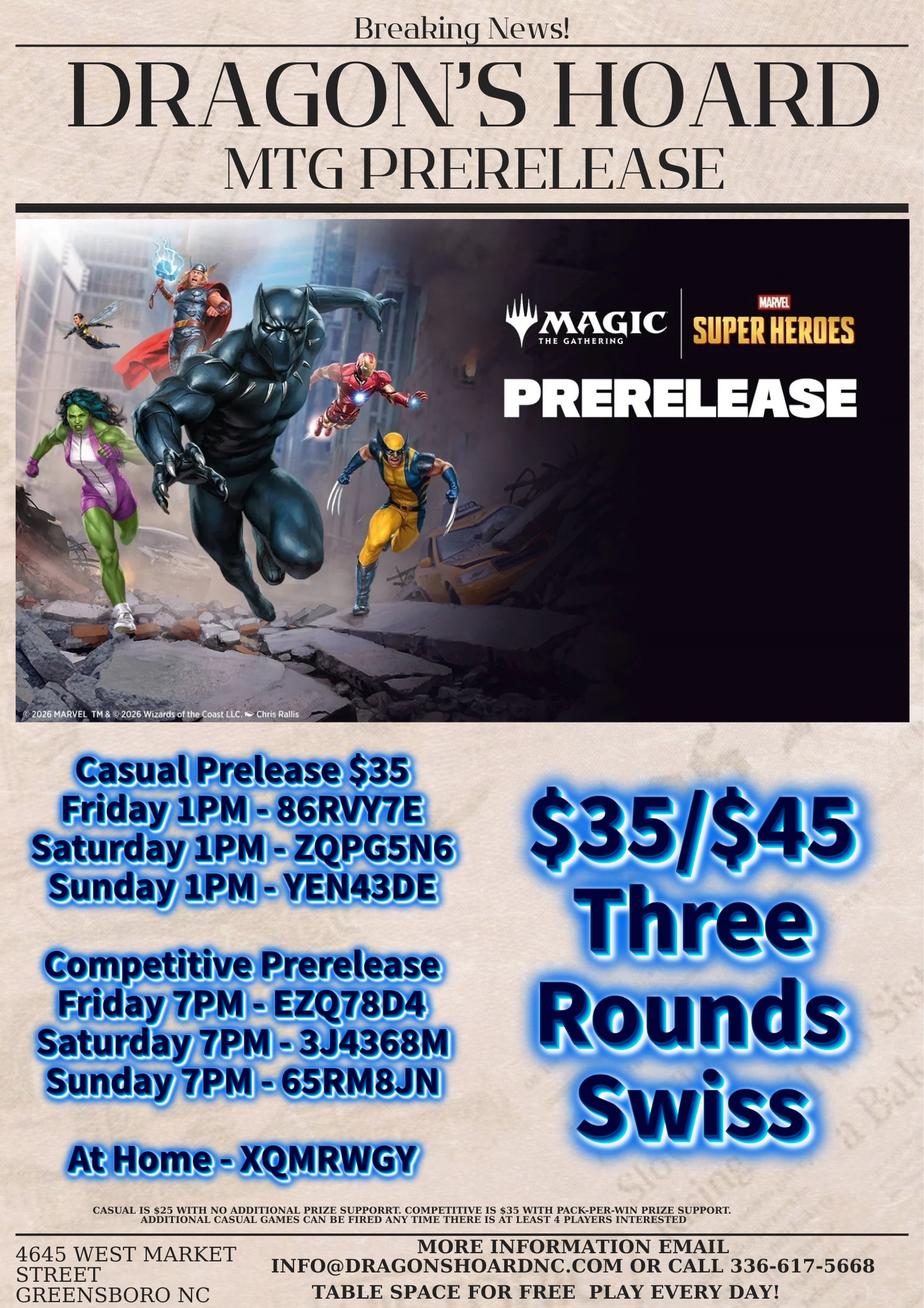 Marvel Super Heroes Magic the Gathering Prerelease