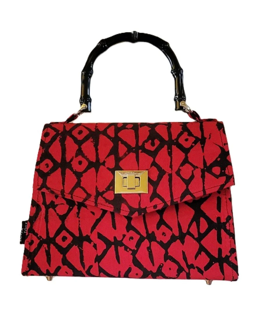 Structured Black & Red Handbag