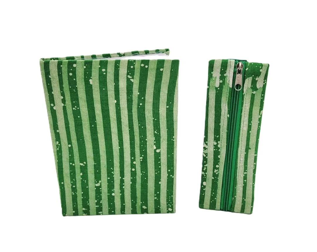 JOURNAL BOOK & POUCH - GREEN STRIPE