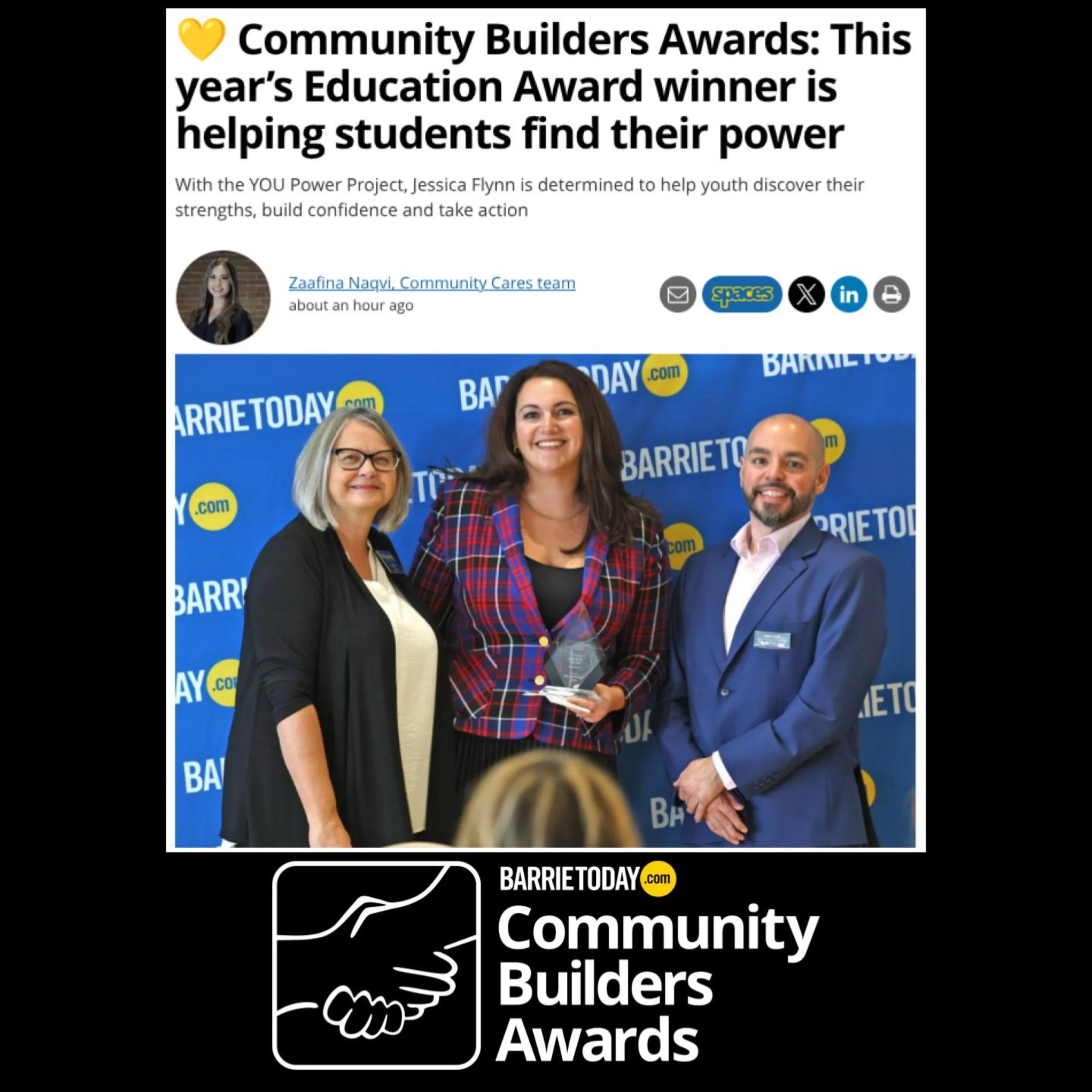 Jessica Flynn, Co-Founder of the Academy of South Georgian Bay, Wins Community Builders Education Awards: