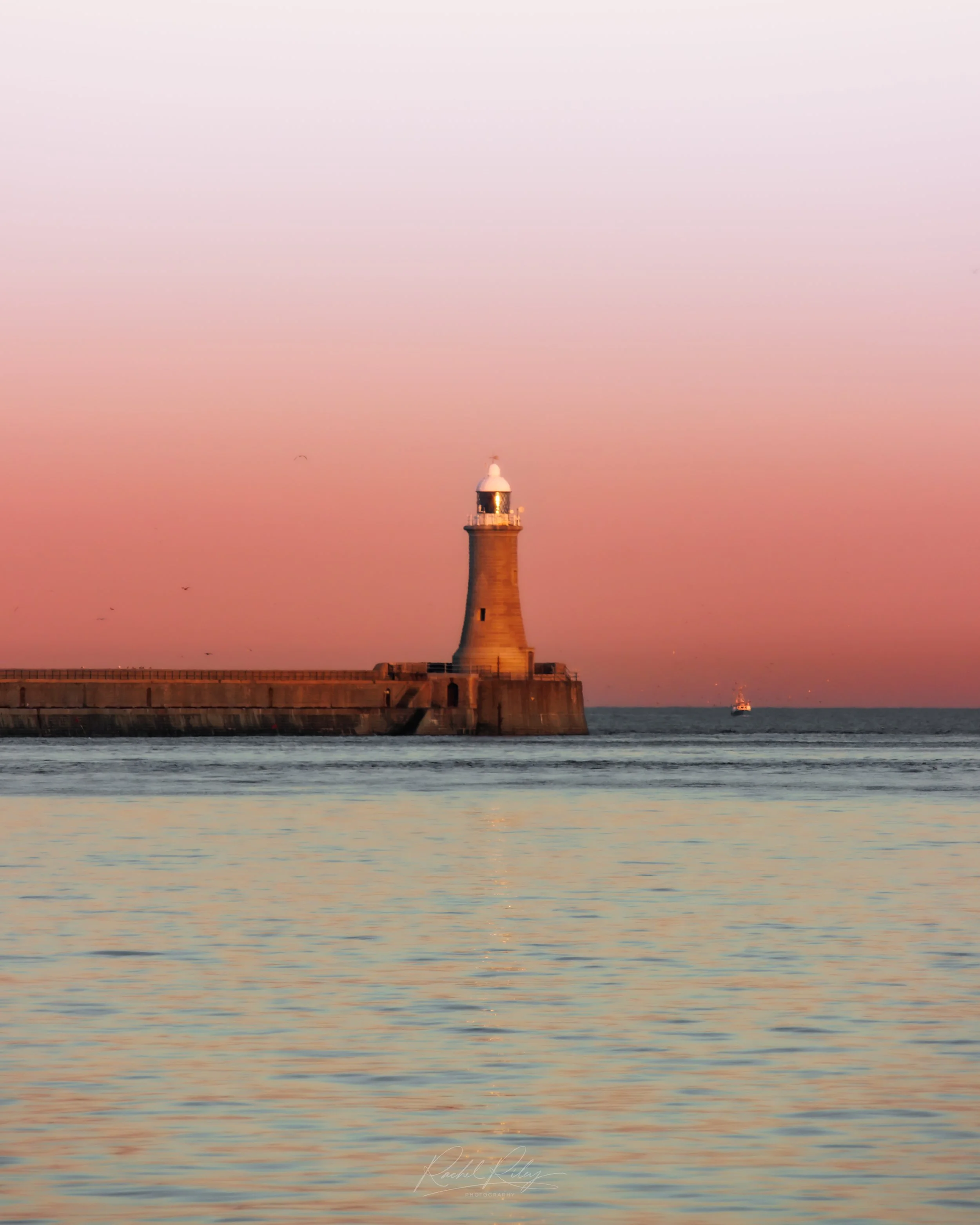 Tynemouth Lighthouse from North Shields, UK