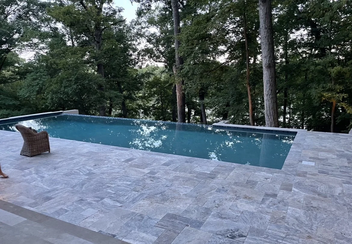 Custom pool with stone surround