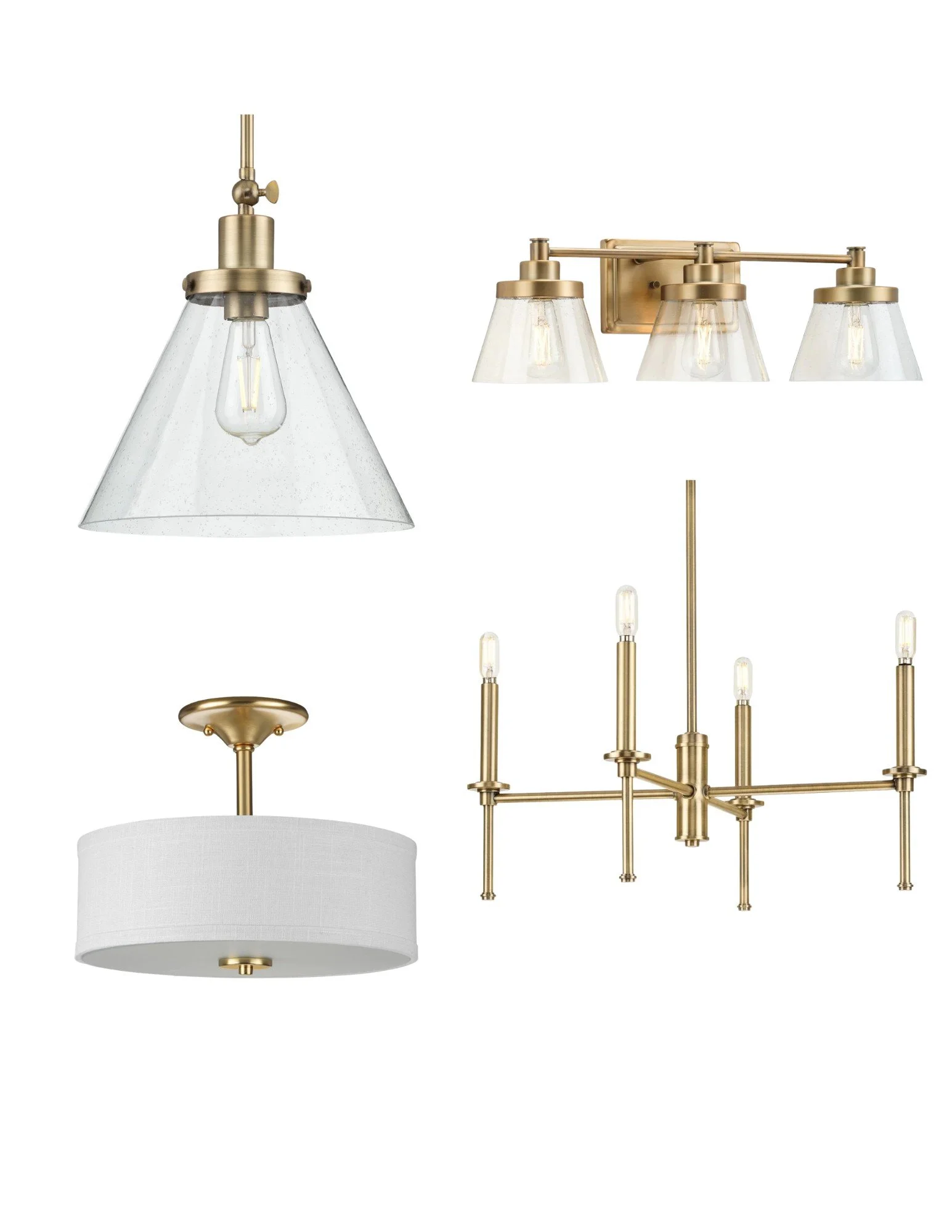 Kellwyn 4 Dining Light, Clarion Pendant, Inspire Semi-Flush, Replay Bath 