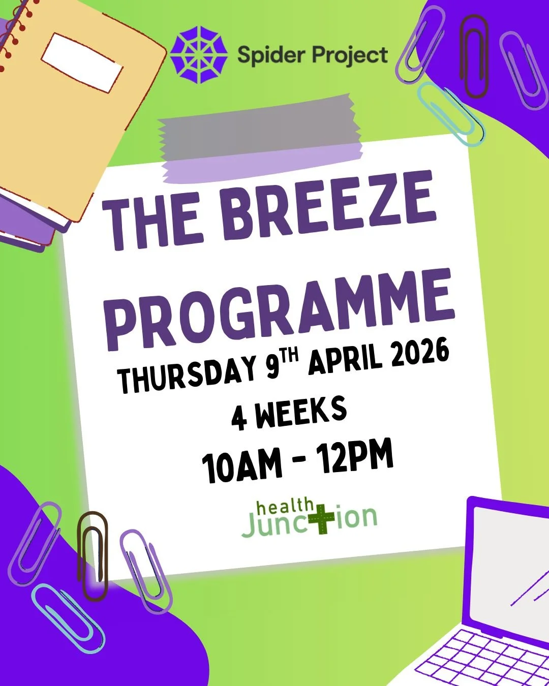 Breeze Health Programme 🏥

Whether you&rsquo;re recently diagnosed or have been living with a long-term health condition for some time, the Breeze programme can help build confidence in self-management.

Improve your physical and mental wellbeing,
T