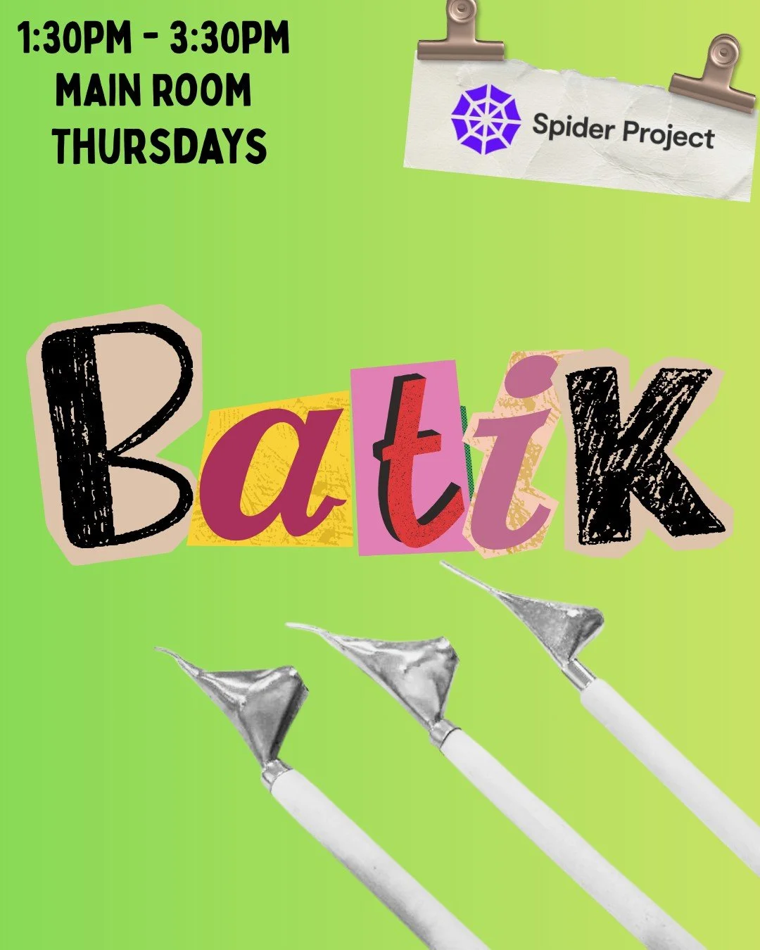 Batik at Spider Project 🕷

Batik is a traditional art form that uses wax and coloured dyes to create paintings
Want to try Batik? Become a member with us!

🏡Hamilton House, Birkenhead, CH41 SAE
📧enquiries@Spiderproject.org.uk
📞01516477723

#spide
