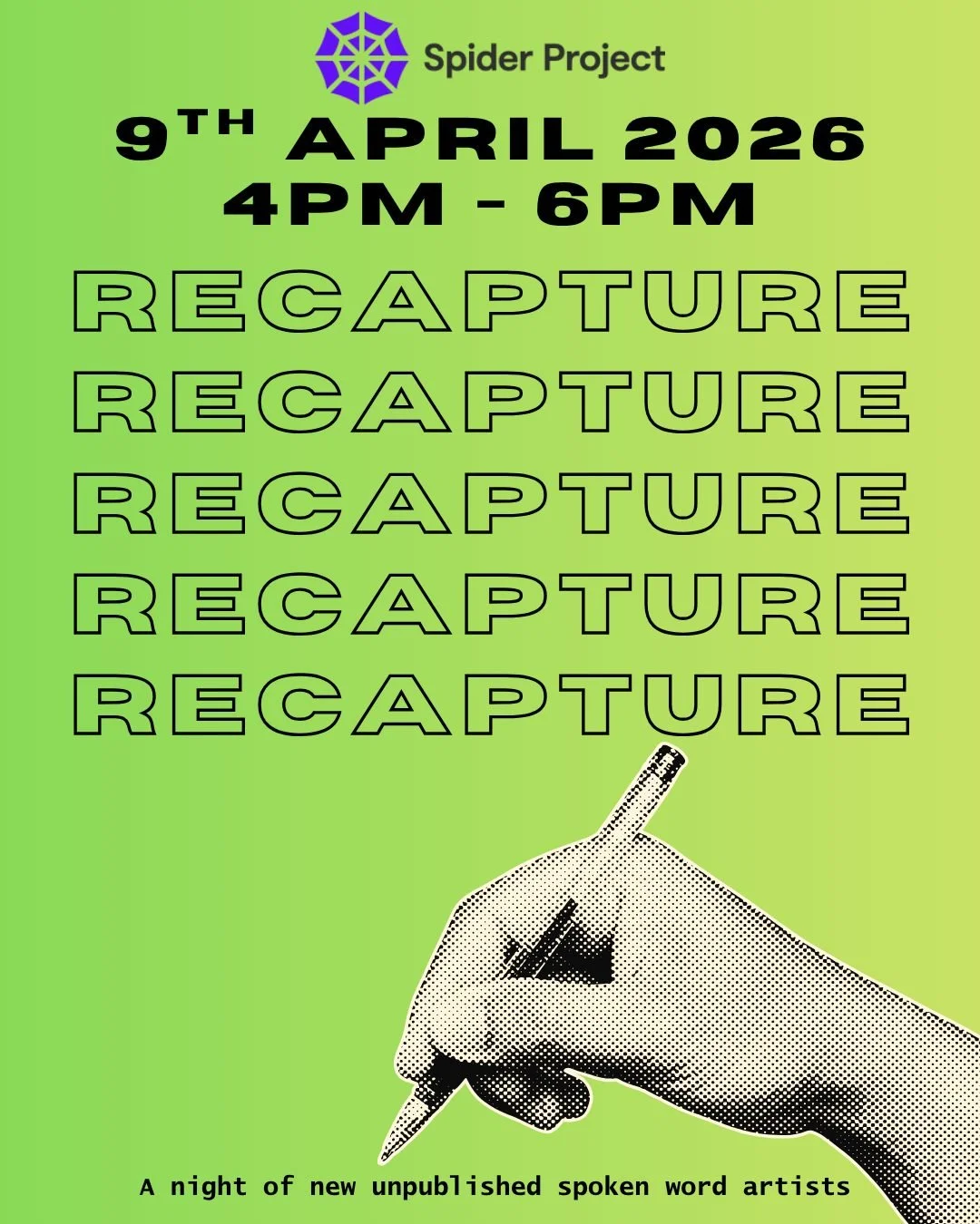 Recapture - The Spider Scratch Night

We would love to invite you to" Recapture" on Thursday 9th April, 4-6pm at Spider Project to showcase the talent of our members who have created these pieces of work during their recovery from substance