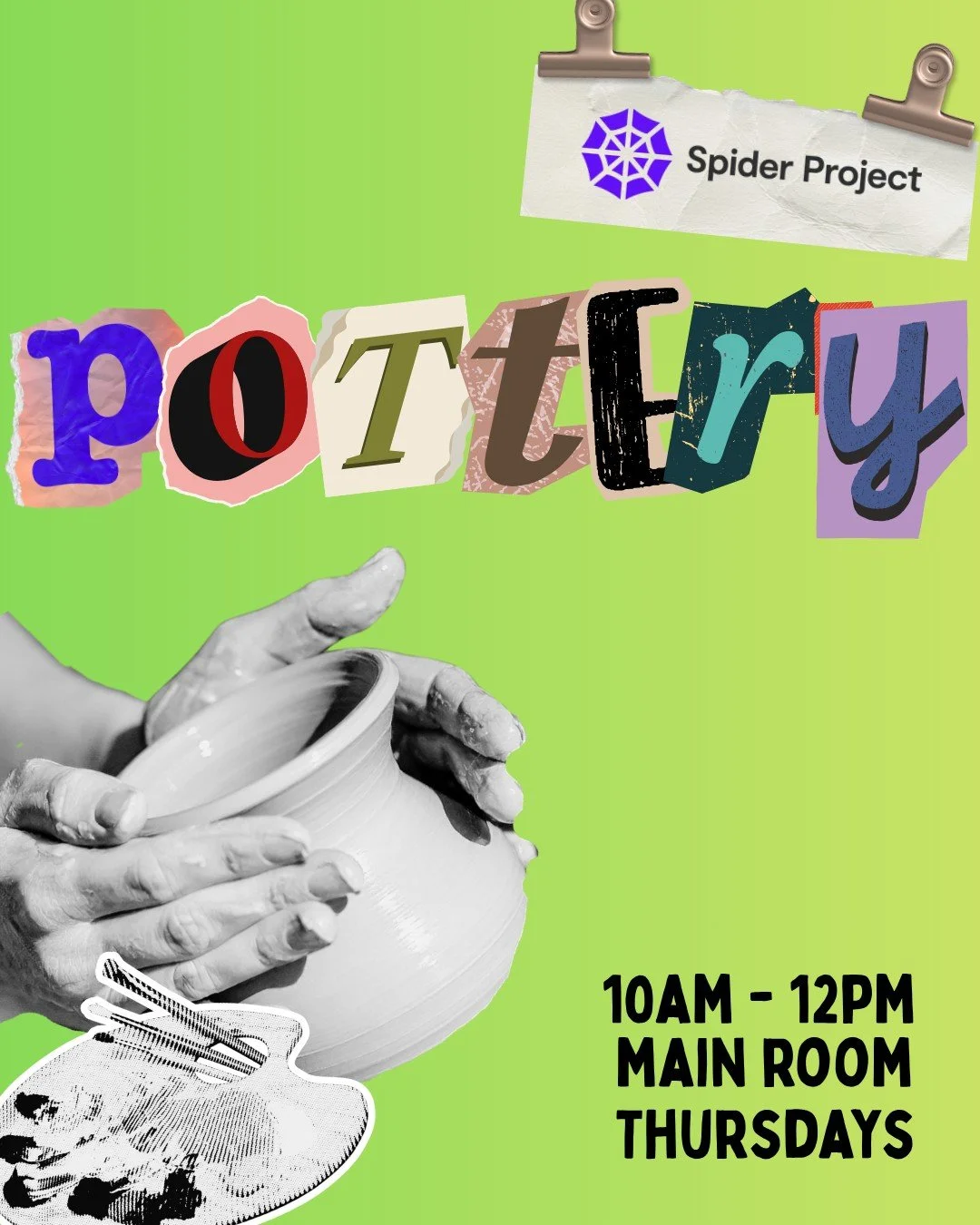 Pottery at Spider Project 🏺

Join us for Pottery session every Thursday from 10am - 12pm in the Main Room 🕷

This is a bookable session, give us a call, pop in or drop us an email 📱

#spiderproject #wirral #uk #creativearts #recovery #mentalhealth