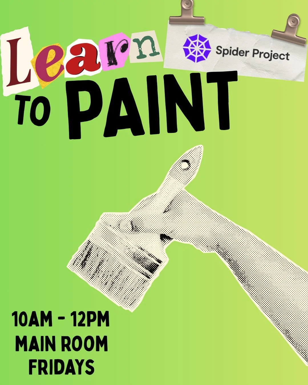 Learn to Paint at Spider 🎨

Join us every Friday from 10am - 12pm in the Main Room and begin your creative journey!

Whether you're a painting pro or have never picked a paintbrush up before, this session teaches you the fundamentals of painting 👨&