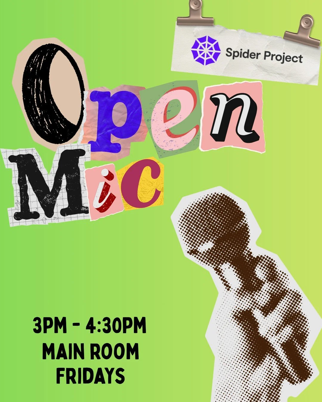Open Mic Time at Spider Project 🎤

Fancy a chance to perform to your fellow Spiderlings? Come on down to Spider from 3pm - 4:30pm on Fridays and stand upon the stage and perform 😊

#spiderproject #wirral #uk #creativearts #recovery #mentalhealth #m