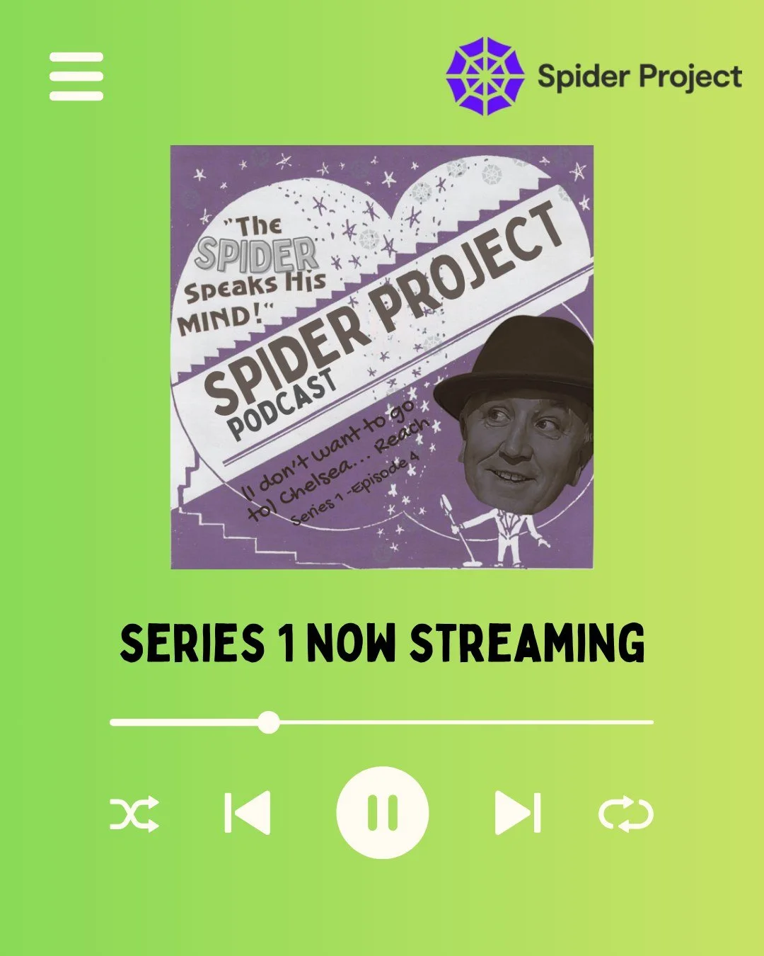 Series 1 of The Spider Speaks His Mind now streaming 🕷

Fancy having a listen to our Volunteer Coordinator, Gary speak to Birkenhead's finest, Hocky- singer with the easy listening beat combo InStaNT AgONy and BITEBACK?

Want to hear stories of reco