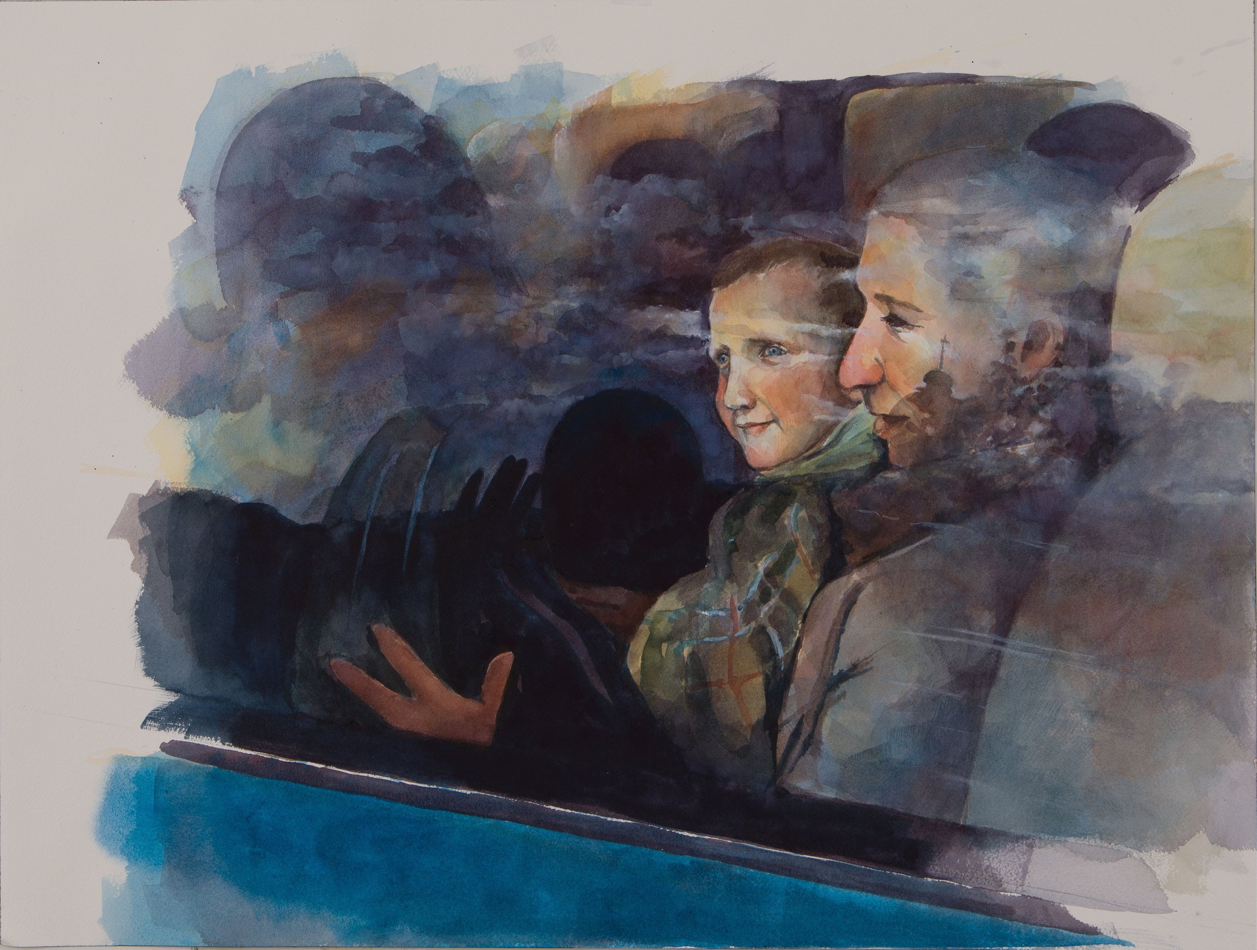 8. A mother and child from Vovshansk going to a safer place and arriving at an evacuation point in the Kharkiv region.