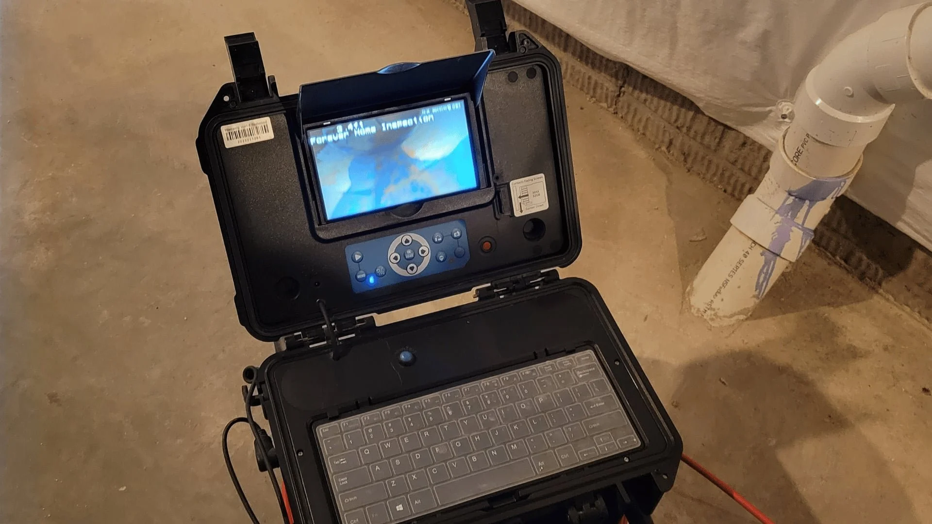 View from a camera in a sewer scope inspection