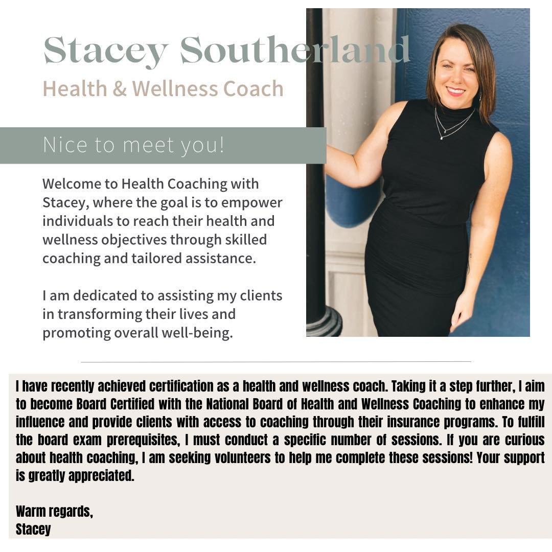 📣Looking for some volunteers!!!! 

Stacey here, the founder and owner of Fit30 Fitness. I&rsquo;m really excited to have completed my health and wellness coaching certification and I&rsquo;m currently building out all the back end things to have a l