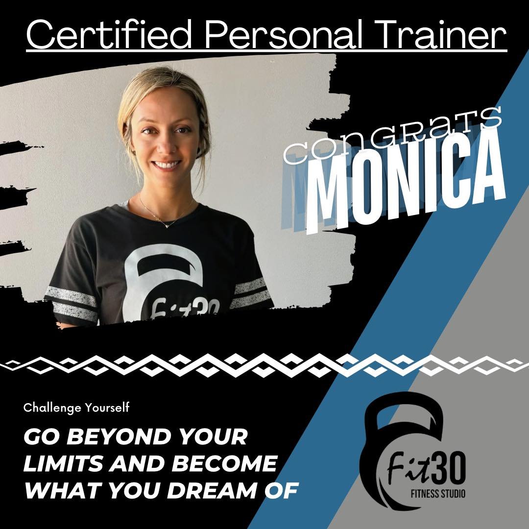 👉At Fit30, we love to celebrate milestones and accomplishments! That includes our staff! ⭐️

Y&rsquo;all help me congratulate our newest coach, Monica, on completing and passing her exam to become certified as a personal trainer. 

She is very excit