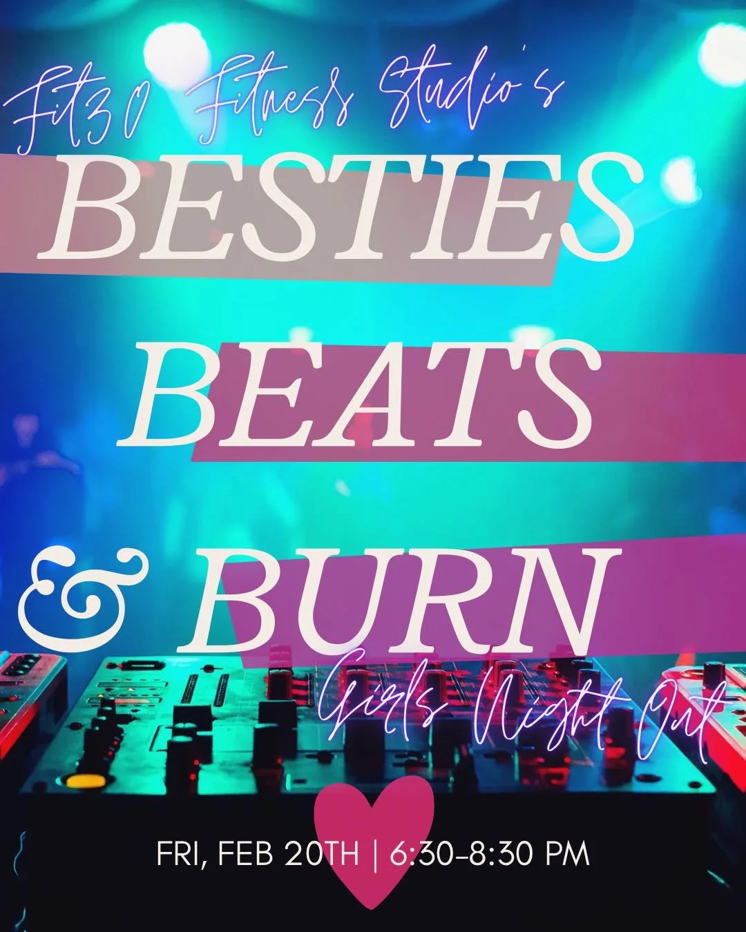 Tickets are LIVE: Besties, Beats, &amp; Burn 🎟️✨

At Fit30, we do two things really well: work up a sweat and throw a party.
Trust us, you won&rsquo;t be disappointed. 😉

Besties, Beats, &amp; Burn is a dance-inspired workout night with our special