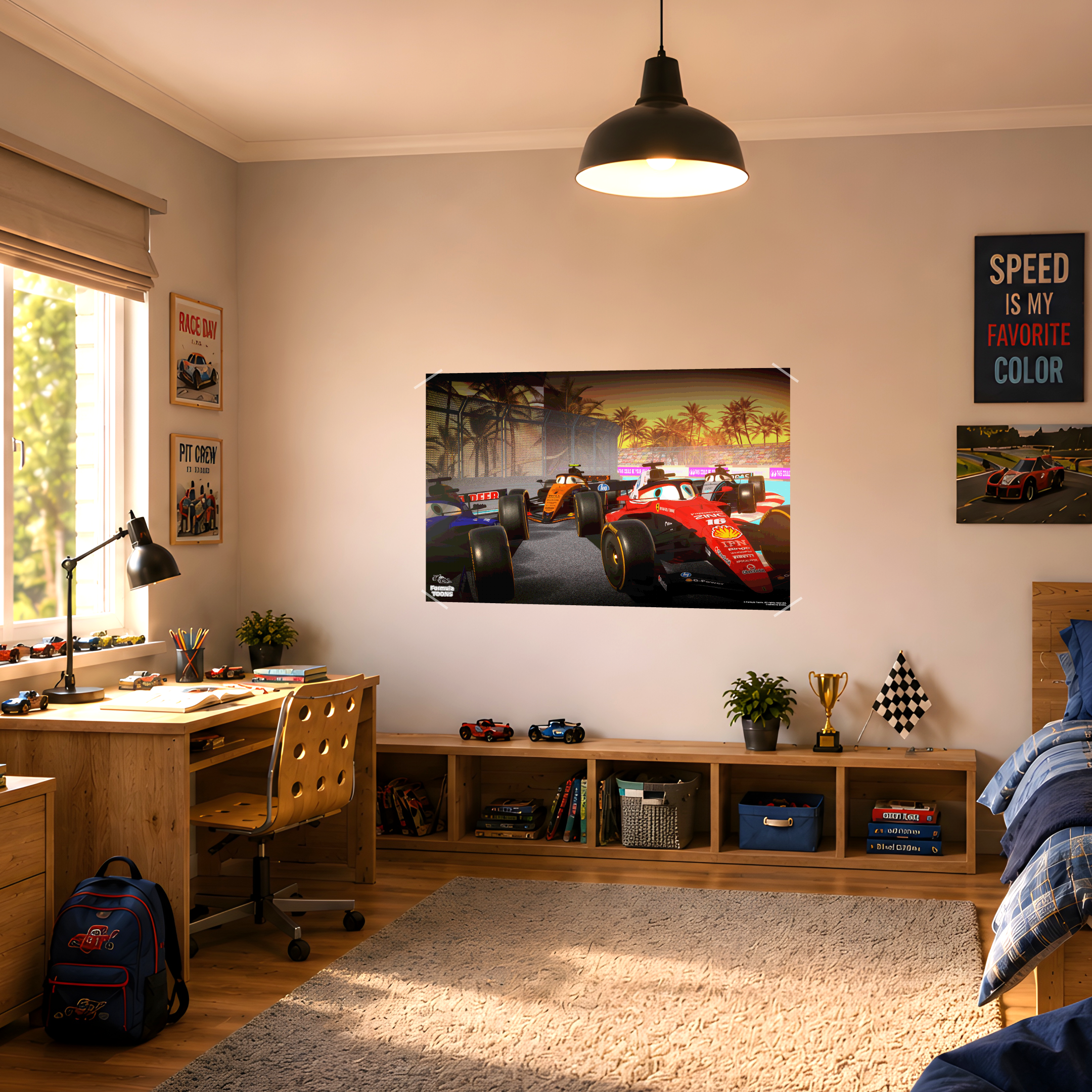 Formula Toons™ Sunset Showdown Poster – Premium Racing Wall Art