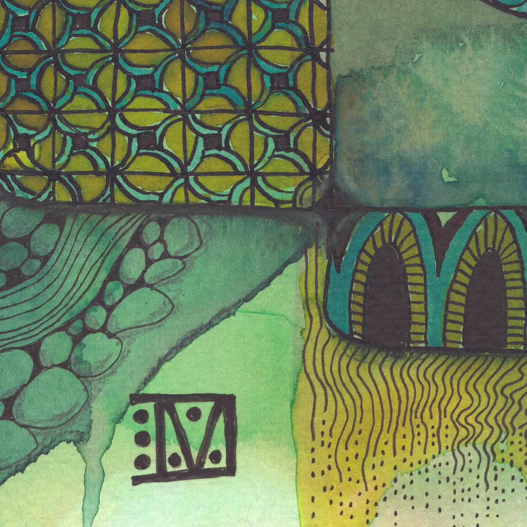 Close up detail of the green to yellow section