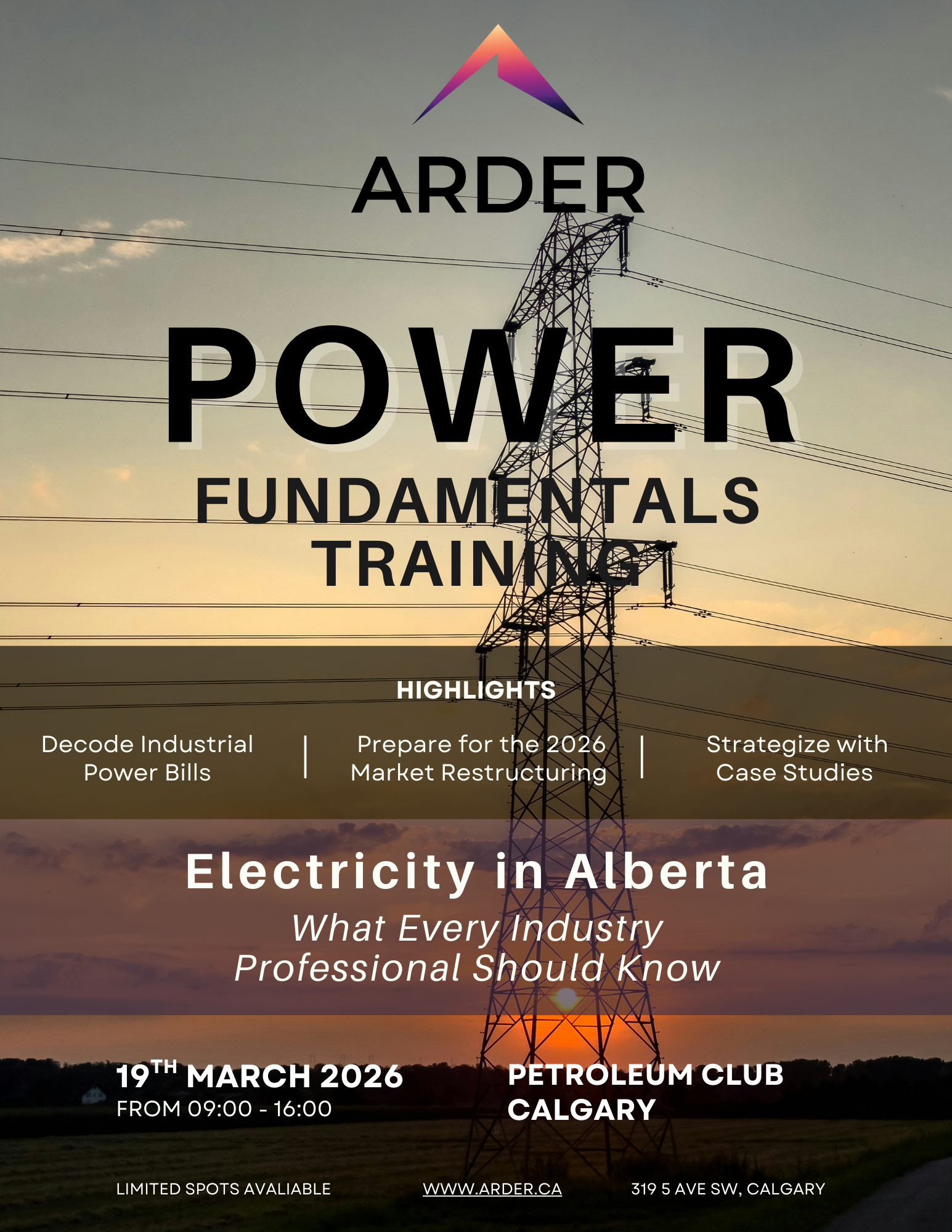 Flyer for Arder Energy Alberta Power Fundamentals training