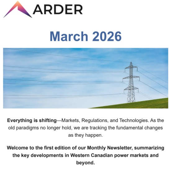 Screenshot of Arder Energy's March 2026 Newsletter cover page