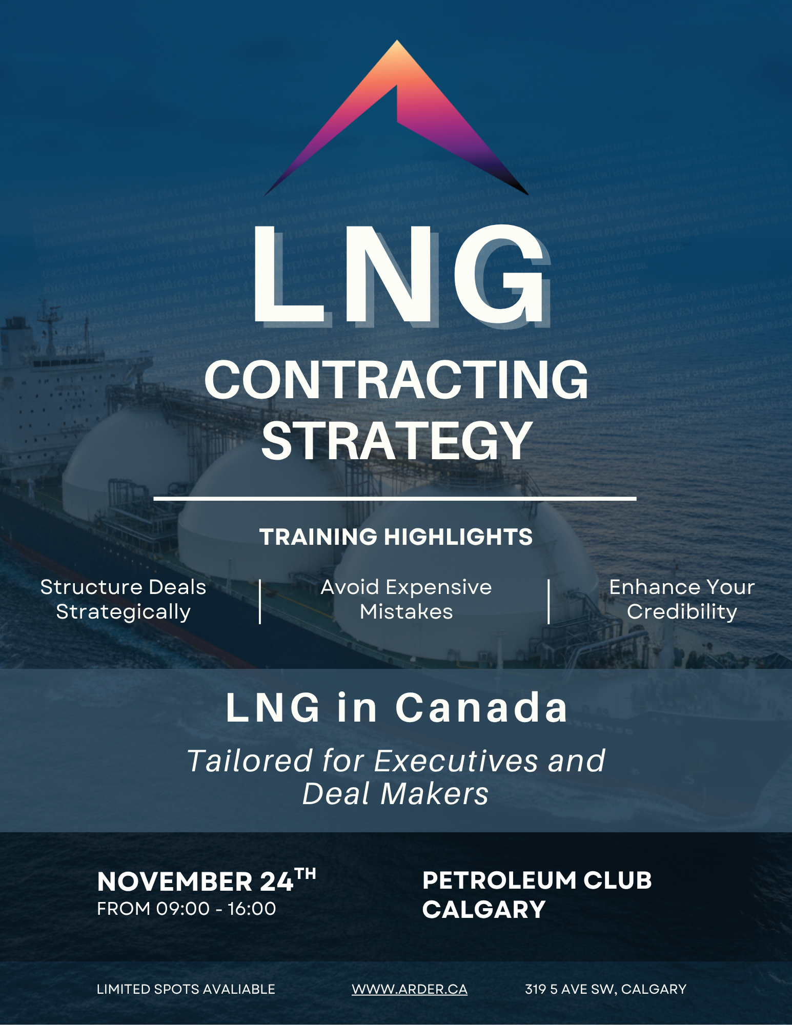 Poster of Arder Energy LNG Contracting Strategy training course Nov 29