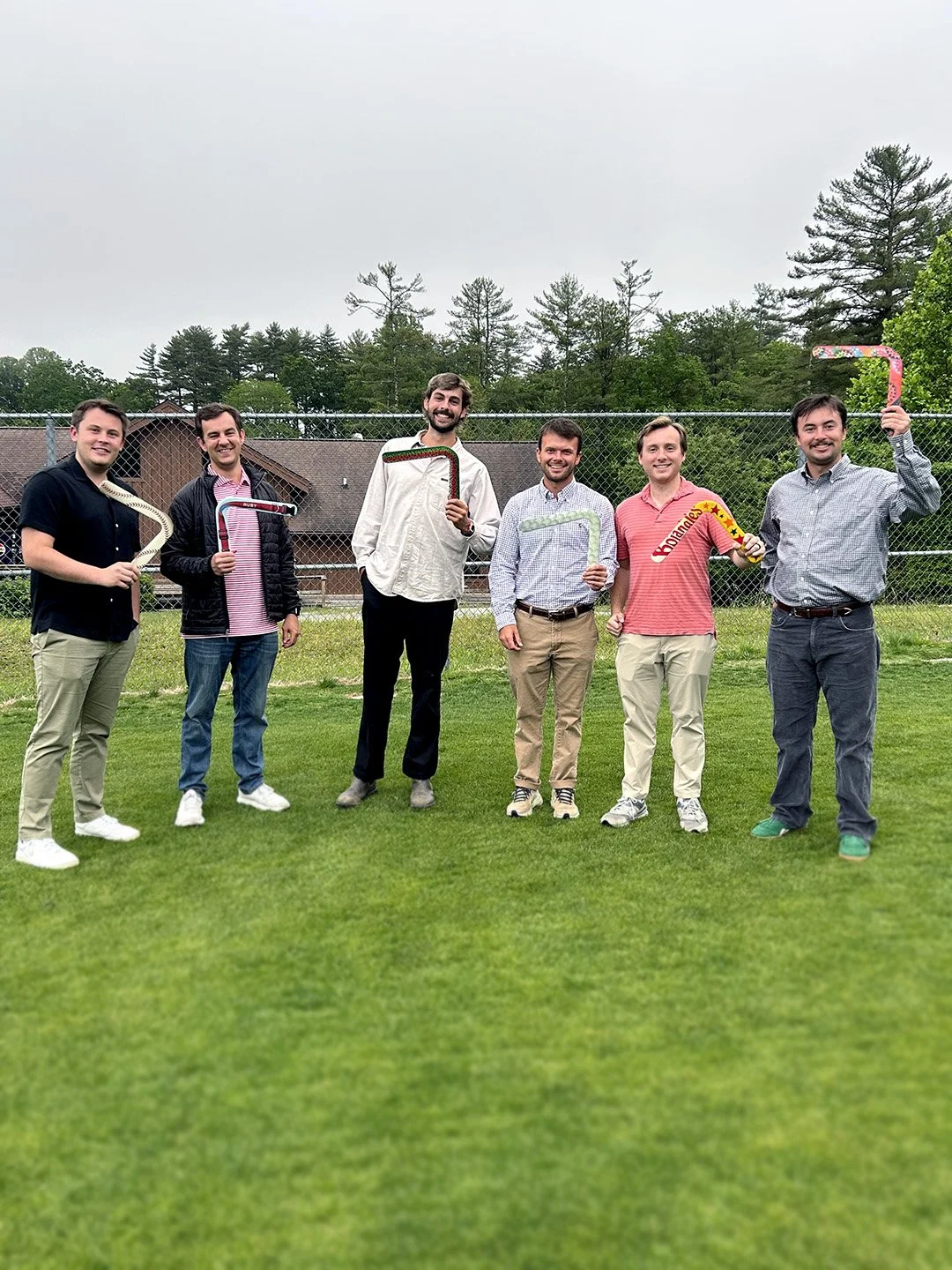 Groomsmen with their personal boomerangs.