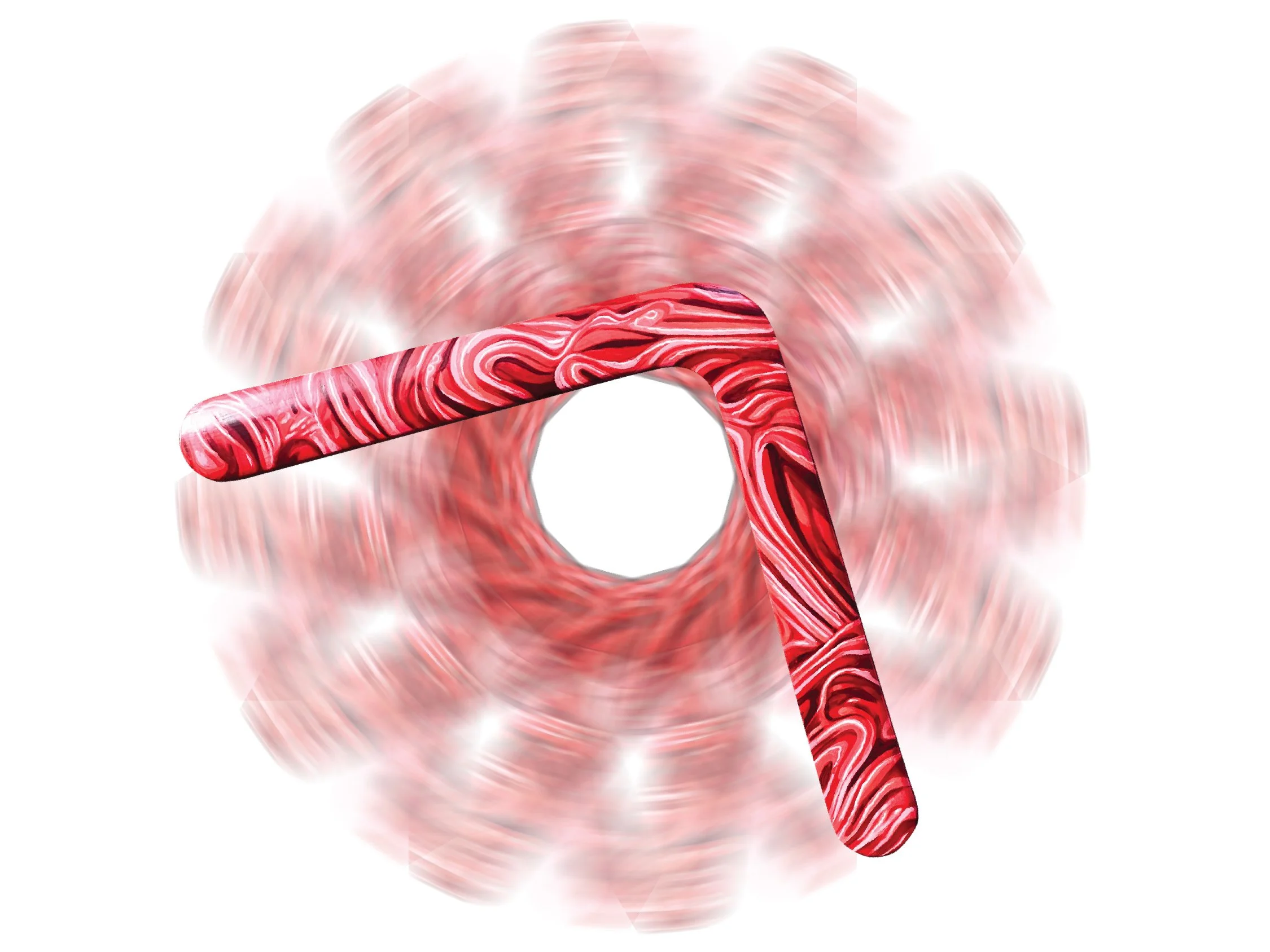 Flying hand-painted boomerang