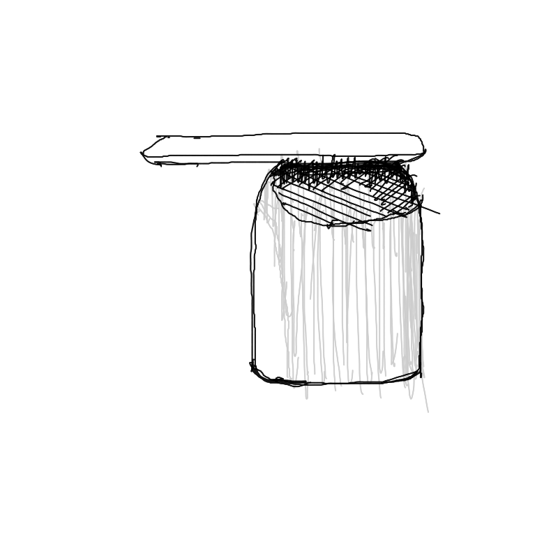 Dibujo de una lata con un cuchillo en la parte superior