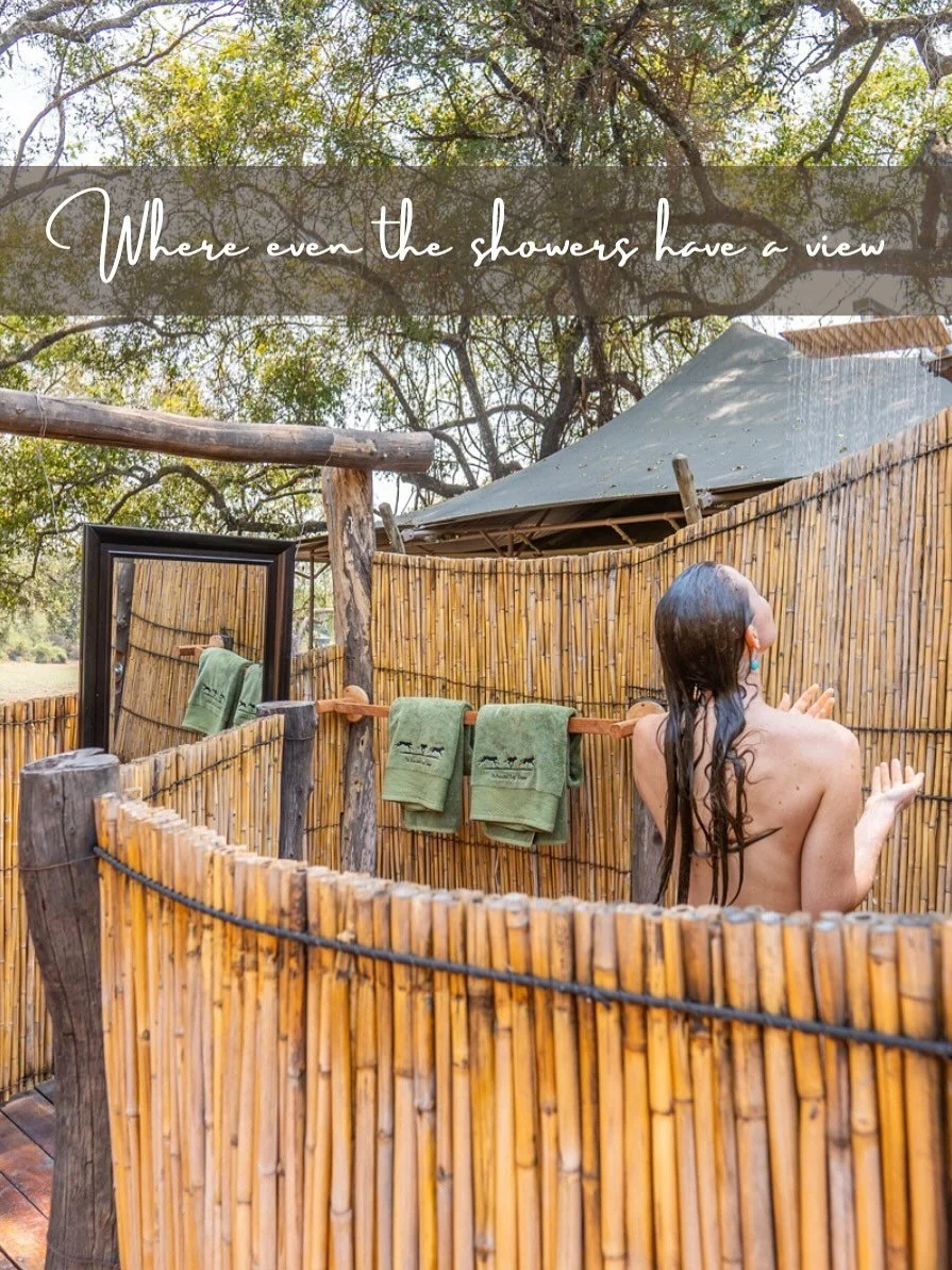 Our showers are outside, surrounded by nature.. so don&rsquo;t be surprised if an elephant wanders past! 🐘🚿
.
.
.
.
#painteddogslagoon #zambiasafari #luxuryinthewild #travelzambia #wildlifephotography