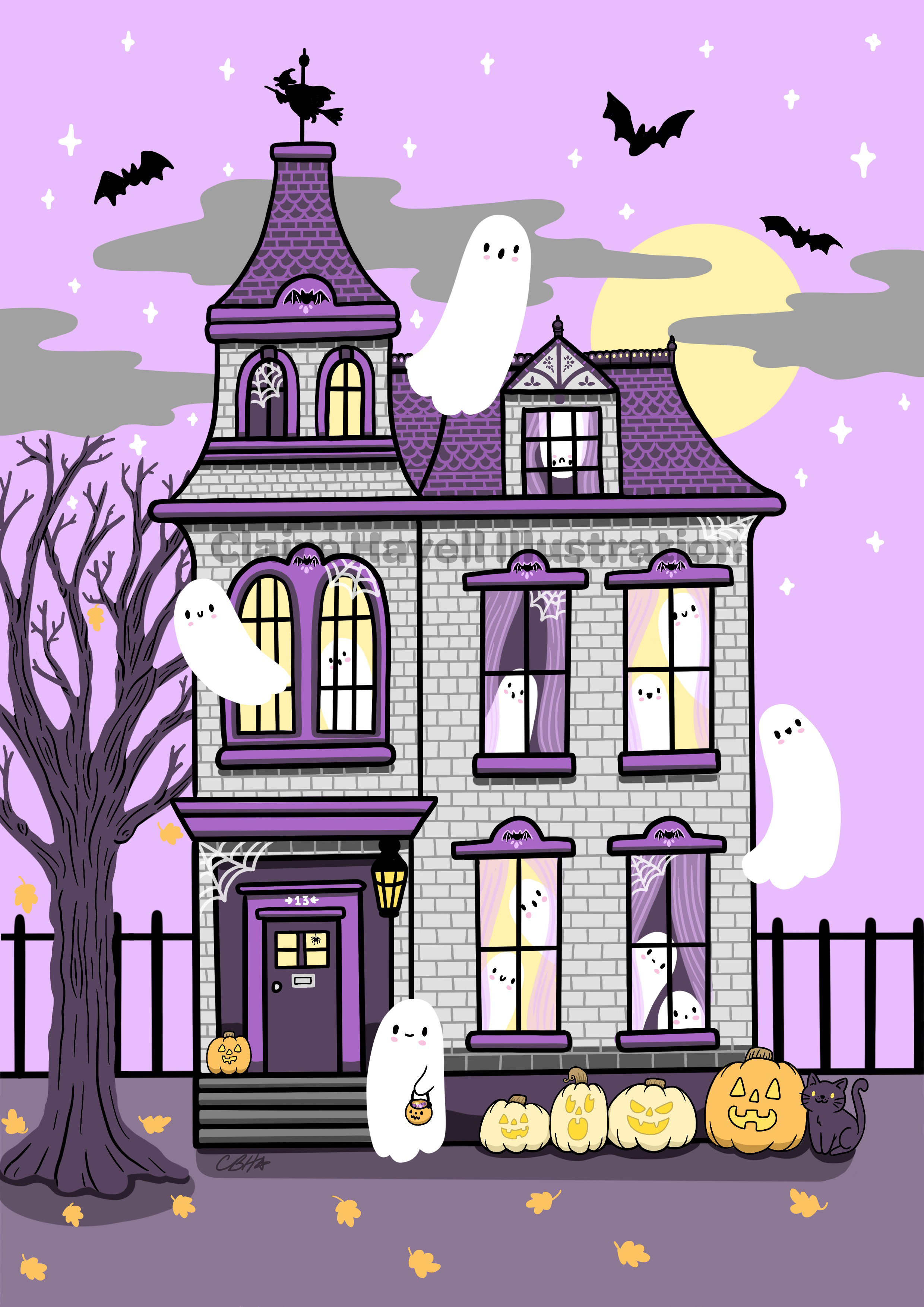 Haunted House art print (Batty Blossoms 2021)