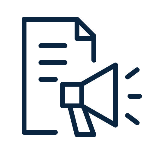 Document with a megaphone icon representing an announcement or notification