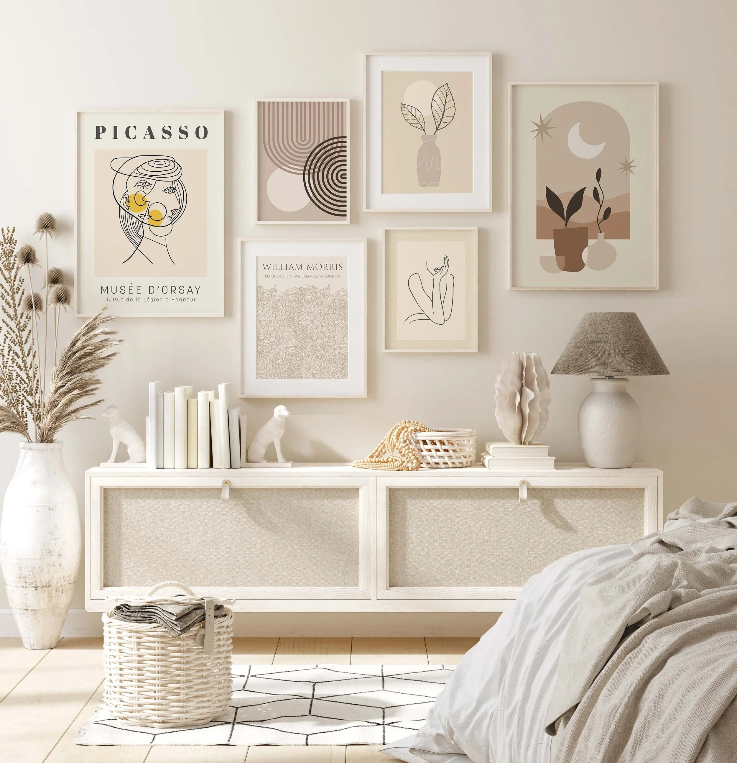 Set of 6 Art Prints - Beige