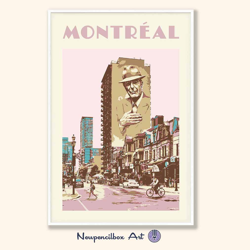 The Leonard Cohen print, detail.