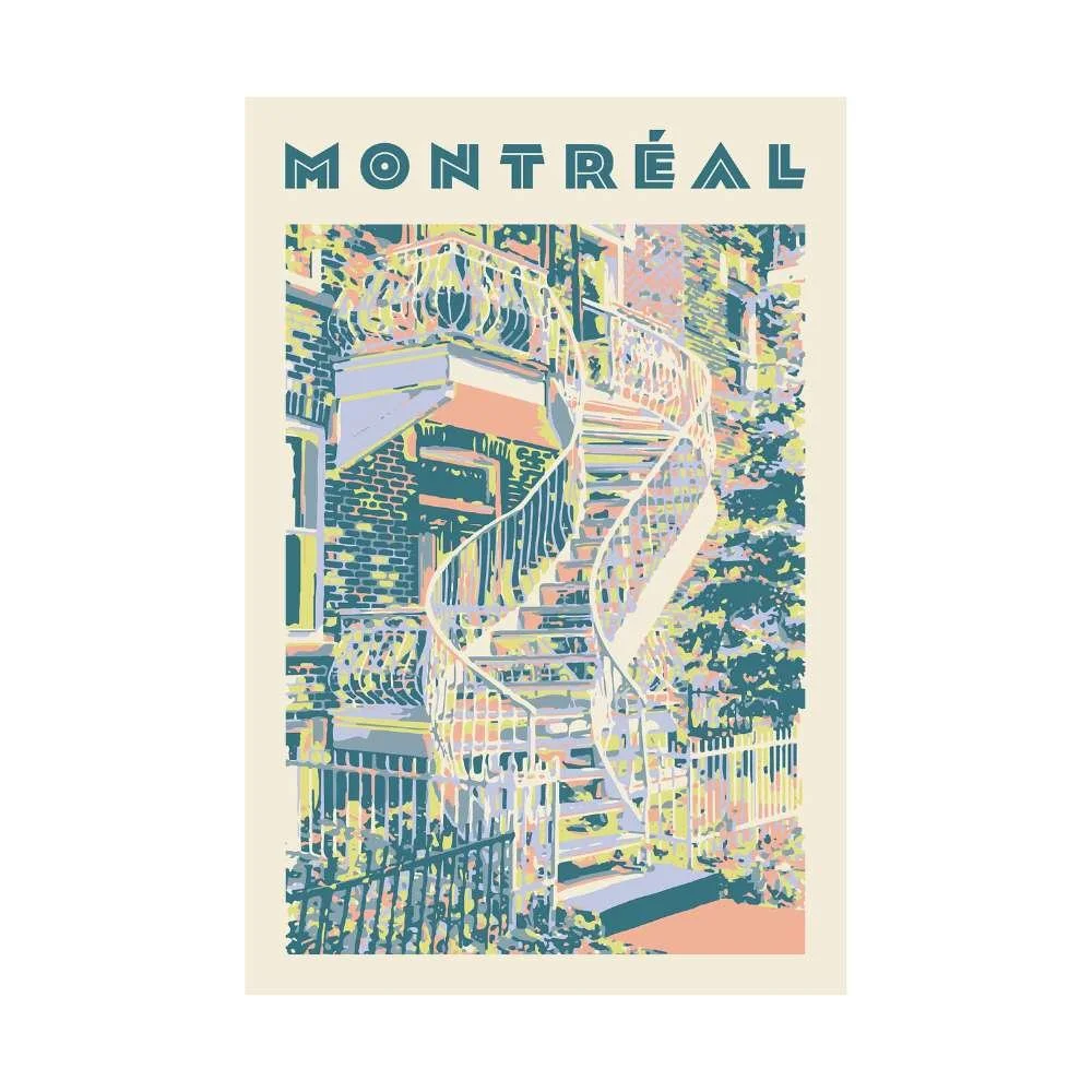 Montreal poster in shades of lime and blue.